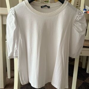 Zara Elegant White Puff Sleeve Top